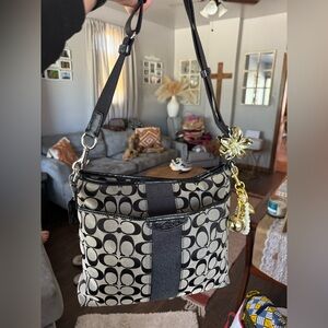 Coach Monogram Black and gray shoulder/ crossbody Handbag